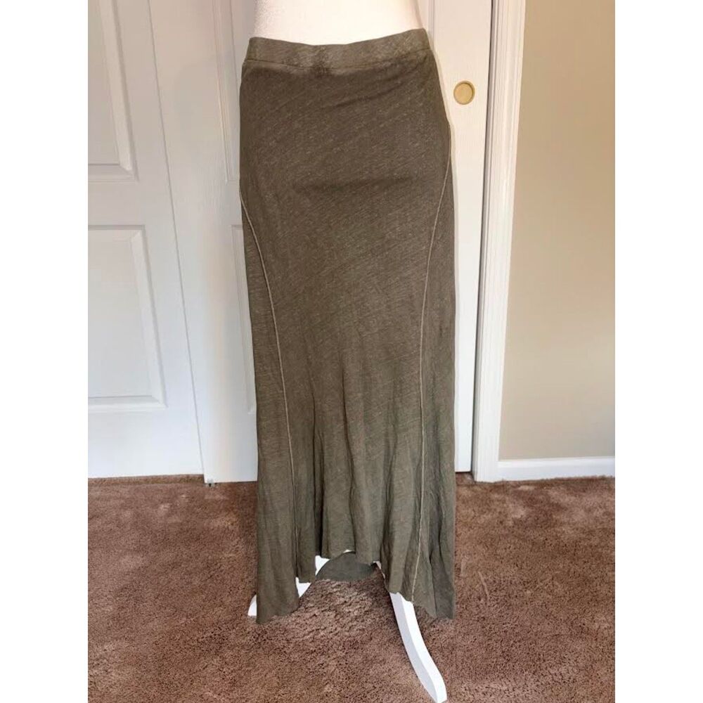 James Perse Olive Green Curved Seam Maxi Skirt Size 2 Medium Boho Indie